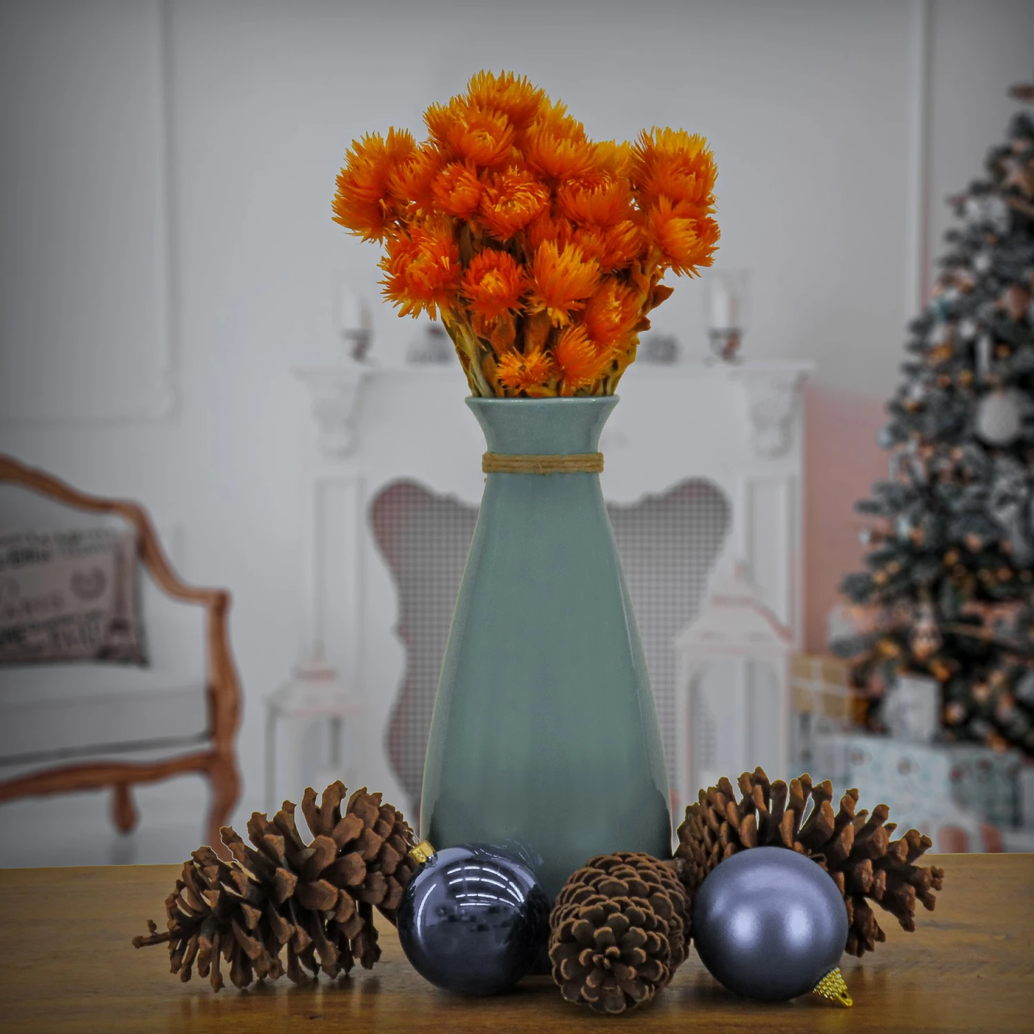 16 In. Spring Dried Orange Capeblumen Flowers Bouquet 2 16 In. Spring Dried Orange Capeblumen Flowers Bouquet - Image 2