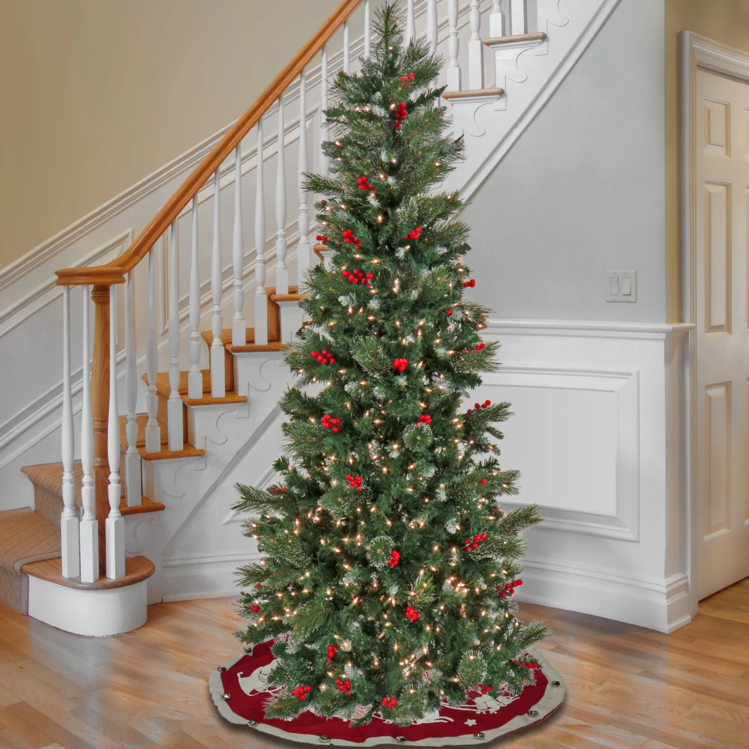 7.5 Ft. Pre-Lit Meadowlark Pencil Tree With Clear Lights 2 7.5 Ft. Pre-Lit Meadowlark Pencil Tree With Clear Lights - Image 2