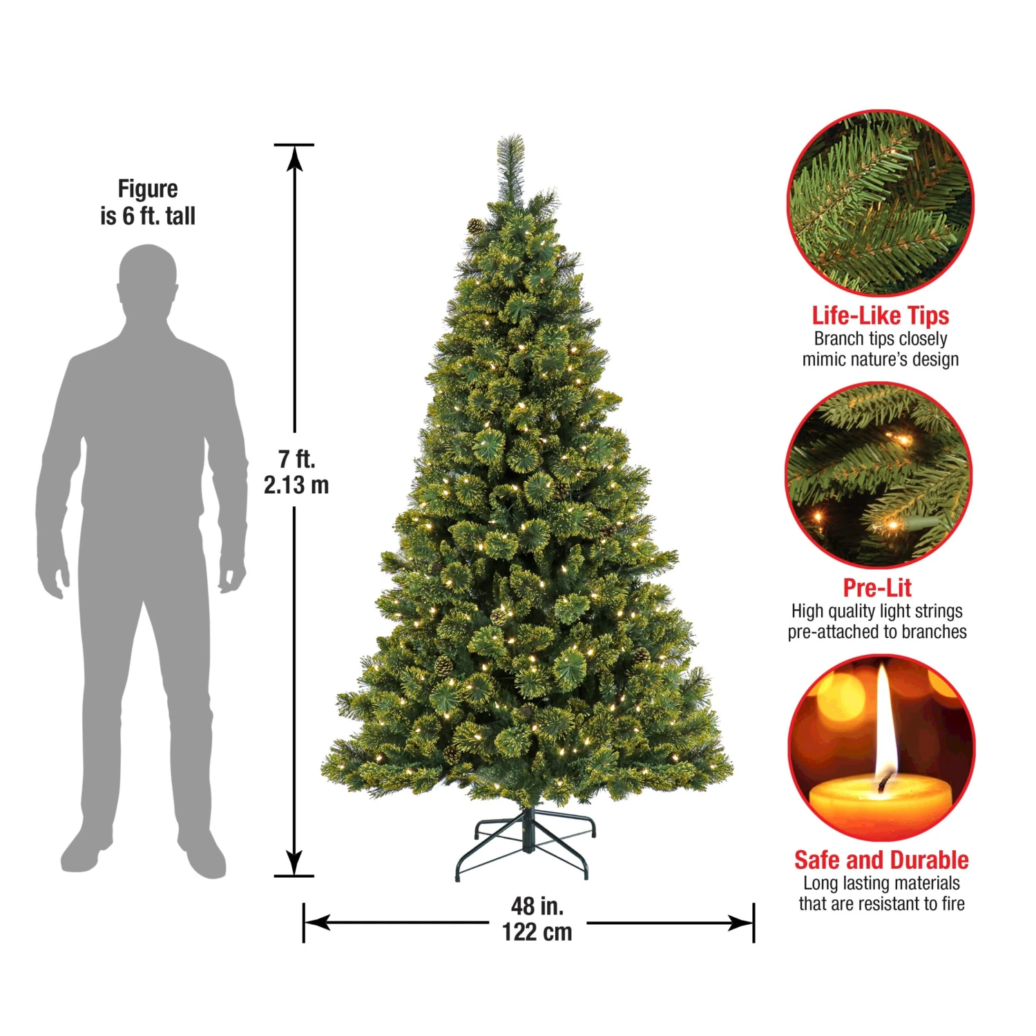 7 Ft. Pre-Lit Maine Pine Tree With LED Lights 5 7 Ft. Pre-Lit Maine Pine Tree With LED Lights - Image 5