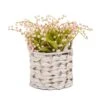 11 In. Spring Pink Lily-of-the-Valley Flowers In White Basket
