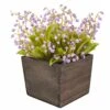 10 In. Spring Mauve Lily-of-the-Valley Flowers In Wood Box