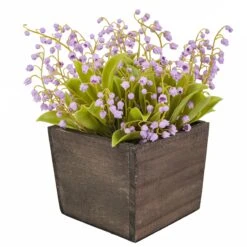 10 In. Spring Mauve Lily-of-the-Valley Flowers In Wood Box