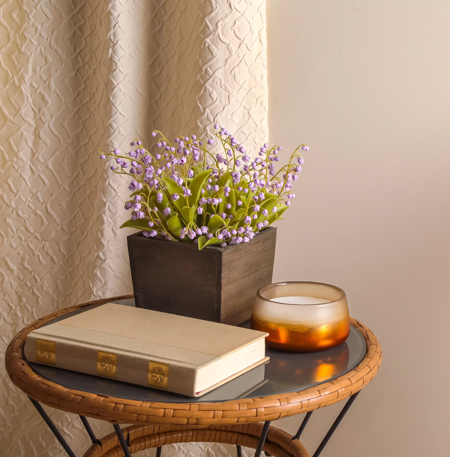 10 In. Spring Mauve Lily-of-the-Valley Flowers In Wood Box 2 10 In. Spring Mauve Lily-of-the-Valley Flowers In Wood Box - Image 2