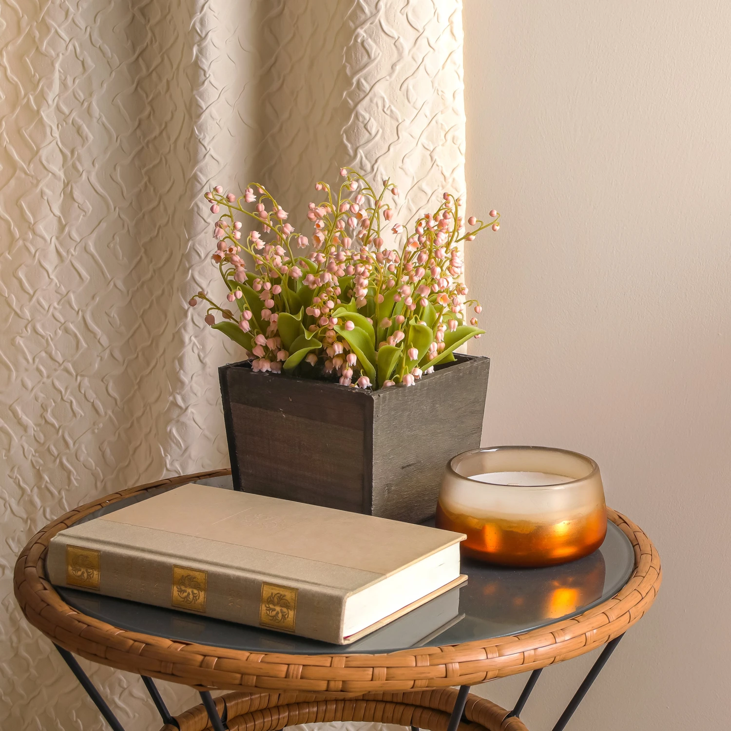 10 In. Spring Pink Lily-of-the-Valley Flowers In Wood Box 2 10 In. Spring Pink Lily-of-the-Valley Flowers In Wood Box - Image 2