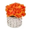 10 In. Spring Orange Hydrangea Bouquet In White Basket