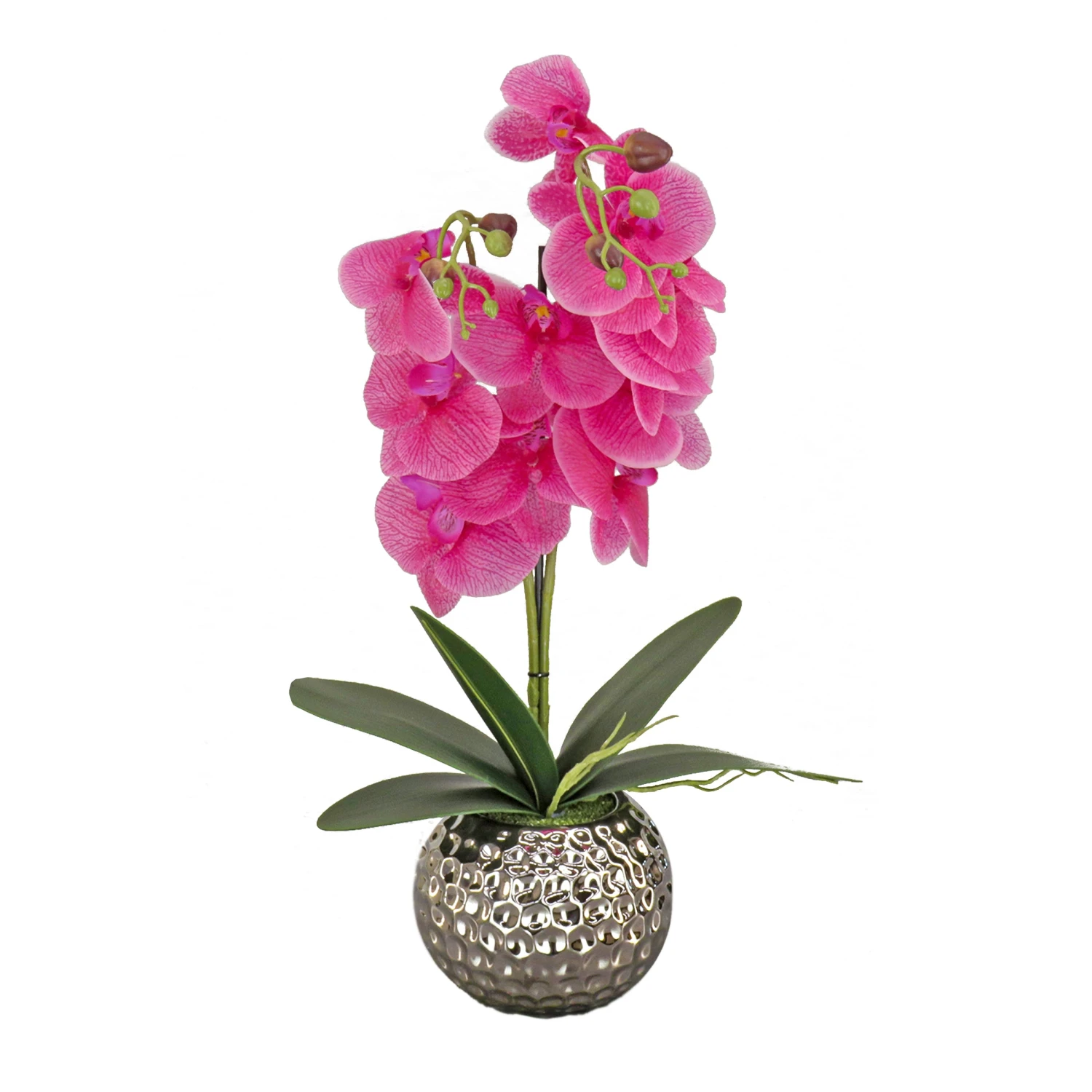 21 In. Spring Purple Orchid In Silver Smooth Ceramic Pot 1 21 In. Spring Purple Orchid In Silver Smooth Ceramic Pot