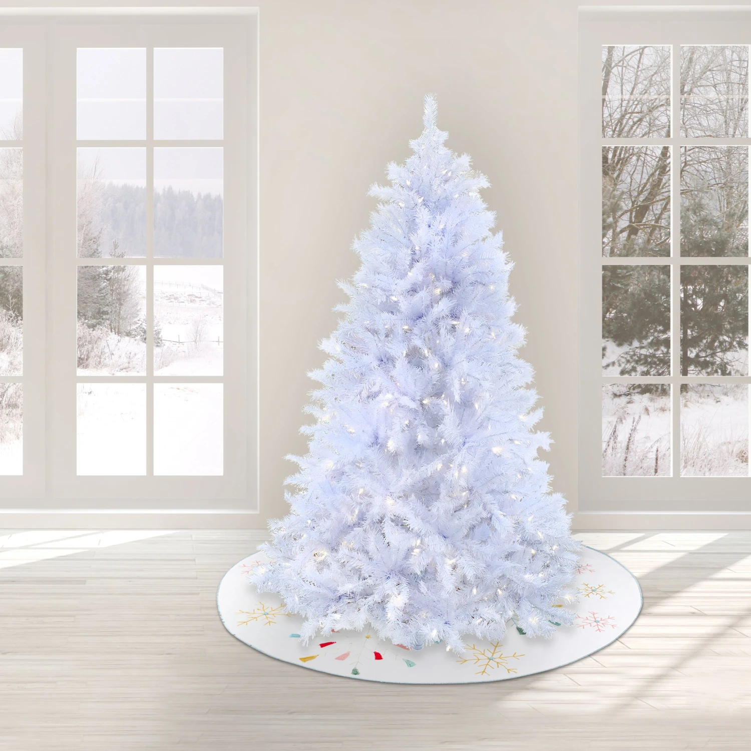 7.5 Ft. Pre-Lit Millville White Tree With PowerConnect Warm White LED Lights 2 7.5 Ft. Pre-Lit Millville White Tree With PowerConnect Warm White LED Lights - Image 2