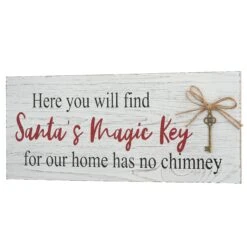 16 In. Santa's Key Tabletop Ornate Christmas Sign, White And Red