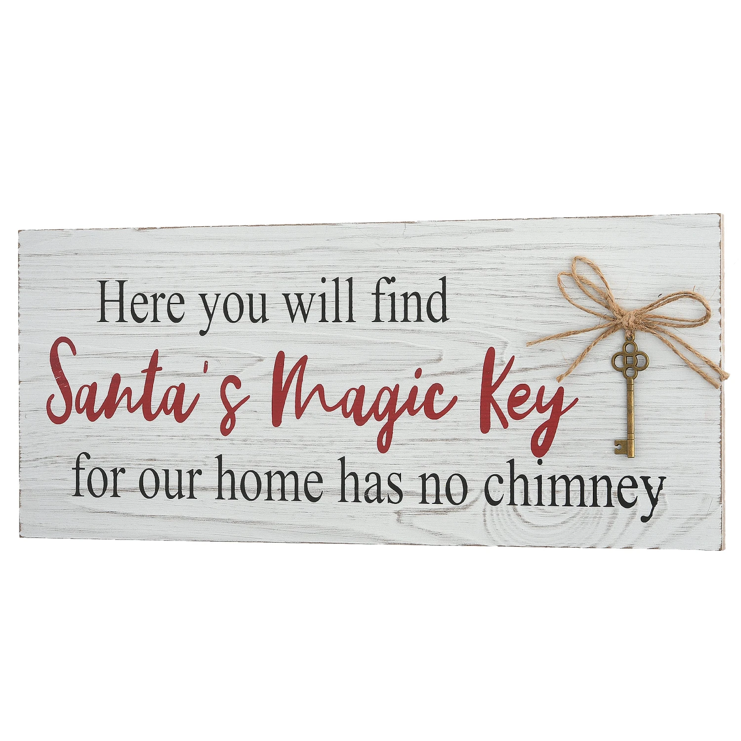 16 In. Santa's Key Tabletop Ornate Christmas Sign, White And Red 1 16 In. Santa's Key Tabletop Ornate Christmas Sign, White And Red