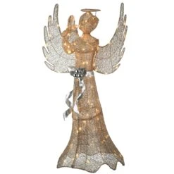 53 In. Champagne Gold Praying Angel With LED Lights