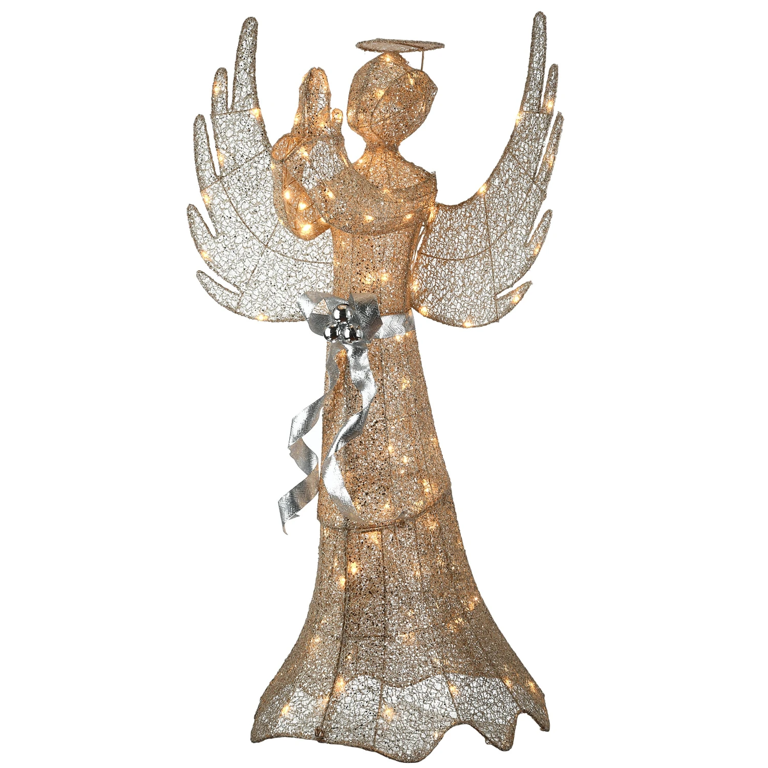 53 In. Champagne Gold Praying Angel With LED Lights 1 53 In. Champagne Gold Praying Angel With LED Lights
