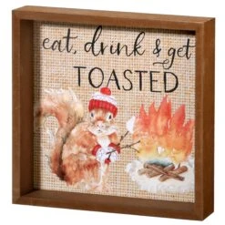 8 In. Shadow Box With Cute Squirrel Hanging Wall Art Fall Decoration