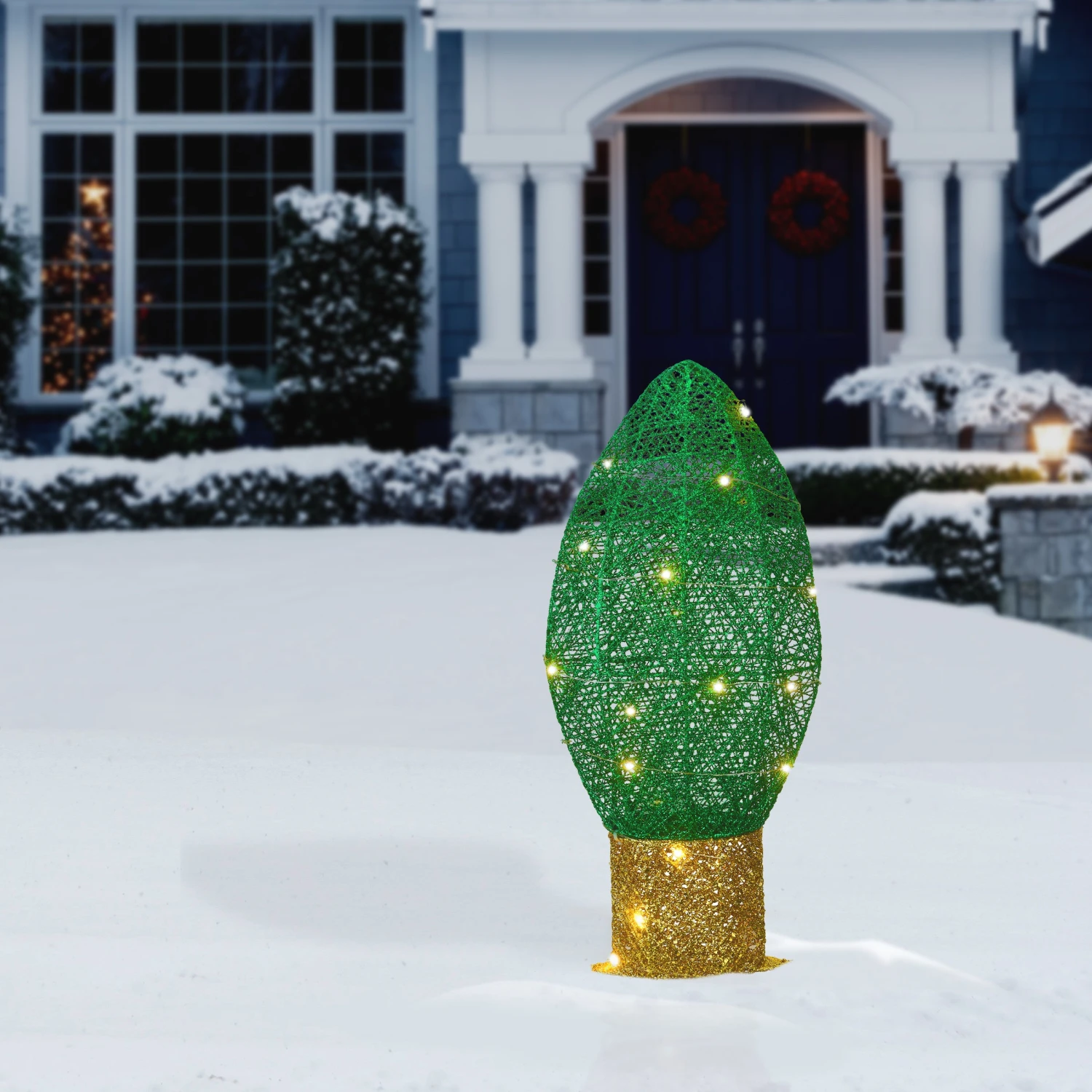 20 In. Pre-Lit Green Christmas Light Bulb Decoration 2 20 In. Pre-Lit Green Christmas Light Bulb Decoration - Image 2