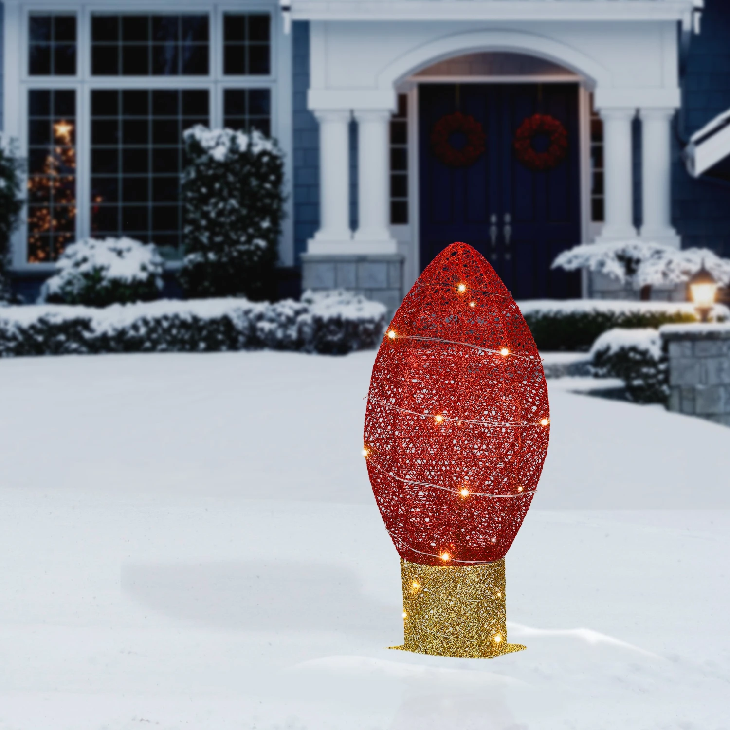20 In. Pre-Lit Red Christmas Light Bulb Decoration 2 20 In. Pre-Lit Red Christmas Light Bulb Decoration - Image 2
