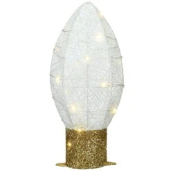 20 In. Pre-Lit White Christmas Light Bulb Decoration
