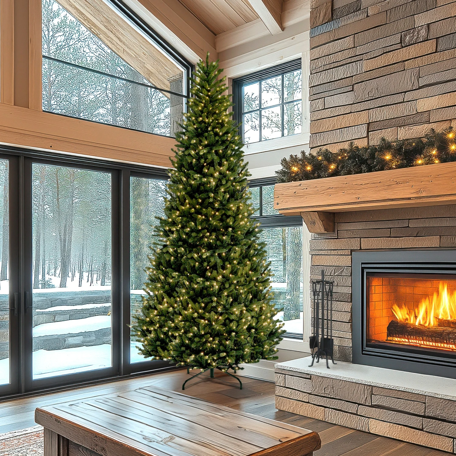 10 Ft. Pre-Lit Natural Fraser Slim Fir Tree With Clear Lights 2 10 Ft. Pre-Lit Natural Fraser Slim Fir Tree With Clear Lights - Image 2