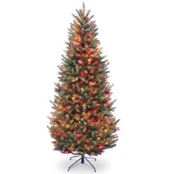 6.5 Ft. Pre-Lit Natural Fraser Fir Slim Tree With Multicolor Lights