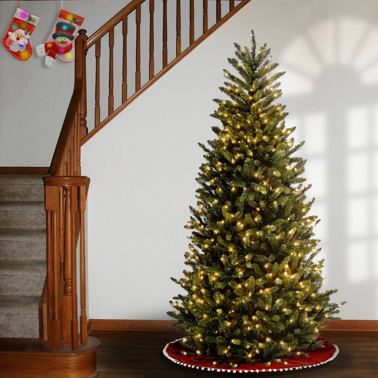 9 Ft. Pre-Lit Natural Fraser Fir Slim Tree With Clear Lights 3 9 Ft. Pre-Lit Natural Fraser Fir Slim Tree With Clear Lights - Image 3