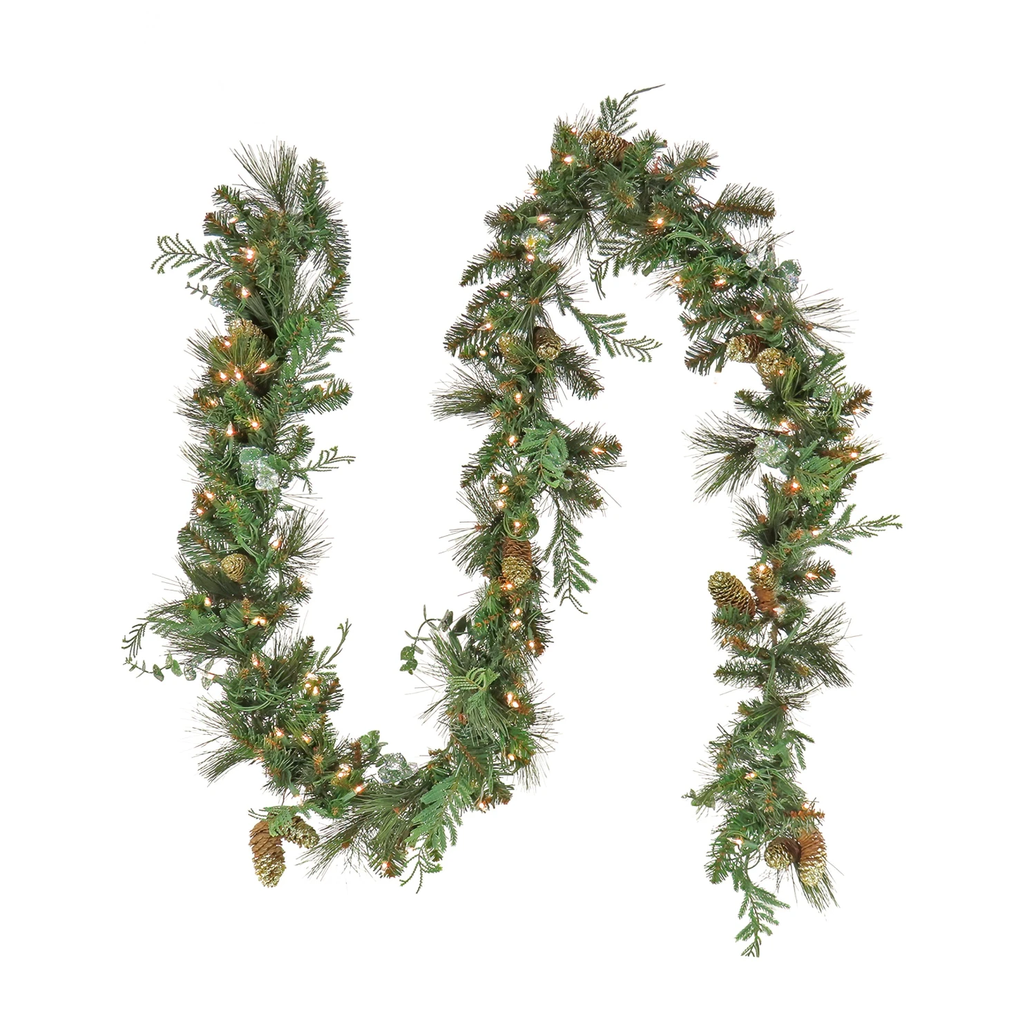 9 Ft. Pre-Lit North Conway Garland With Clear Lights 1 9 Ft. Pre-Lit North Conway Garland With Clear Lights