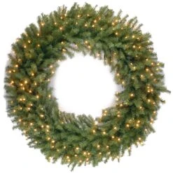 48 In. Pre-Lit Norwood Fir Wreath With Warm White LED Lights -Christmas Trees Sales NF 318L 48W