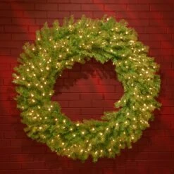 48 In. Pre-Lit Norwood Fir Wreath With Warm White LED Lights -Christmas Trees Sales NF 318L 48W 2