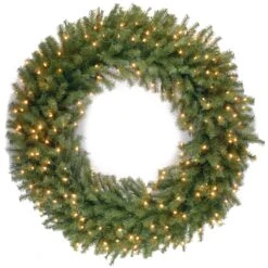 48 In. Pre-Lit Norwood Fir Wreath With Warm White LED Lights