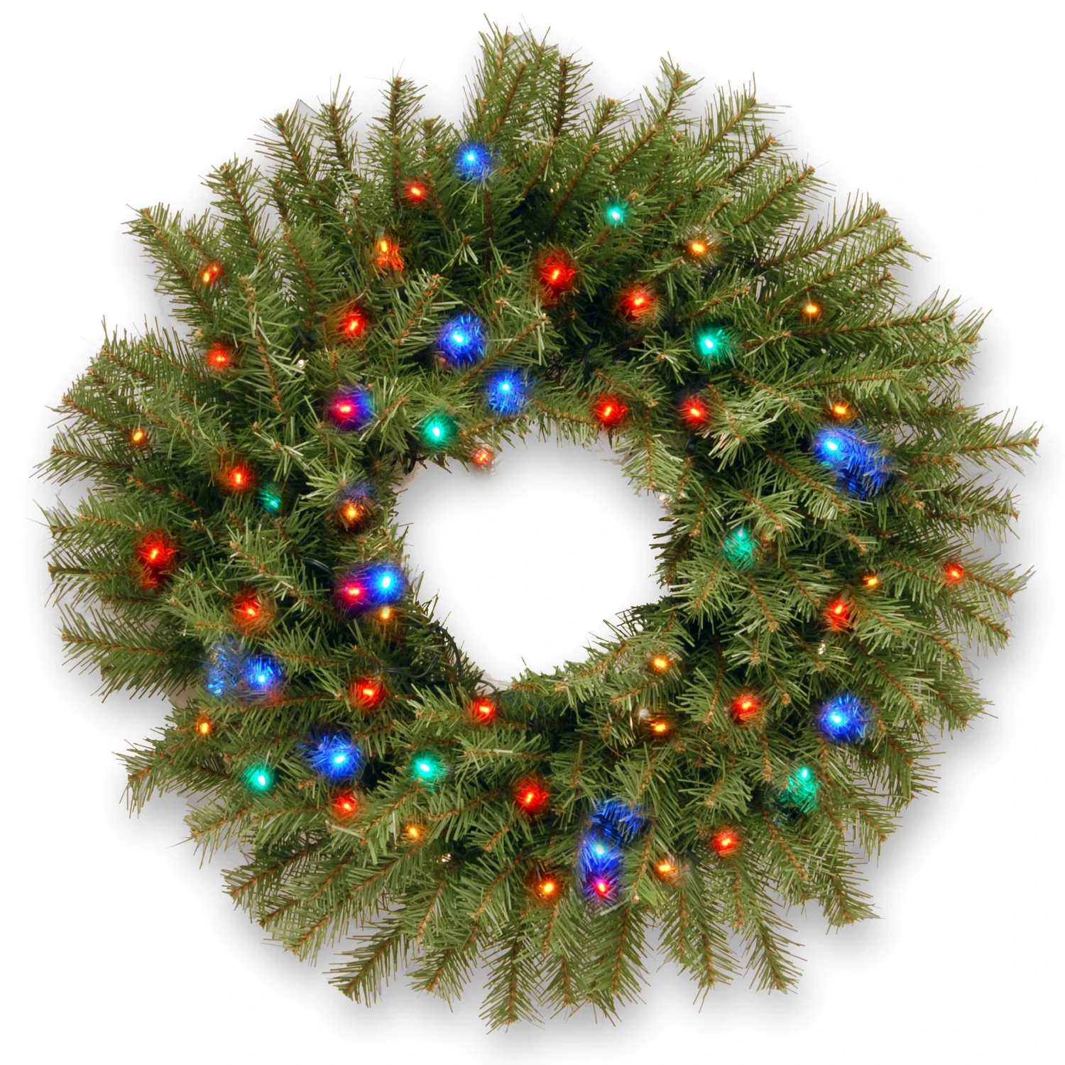 24 In. Pre-Lit Norwood Fir Wreath With Battery Operated Multicolor LED Lights 3 24 In. Pre-Lit Norwood Fir Wreath With Battery Operated Multicolor LED Lights - Image 3