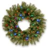 24 In. Pre-Lit Norwood Fir Wreath With Battery Operated Multicolor LED Lights