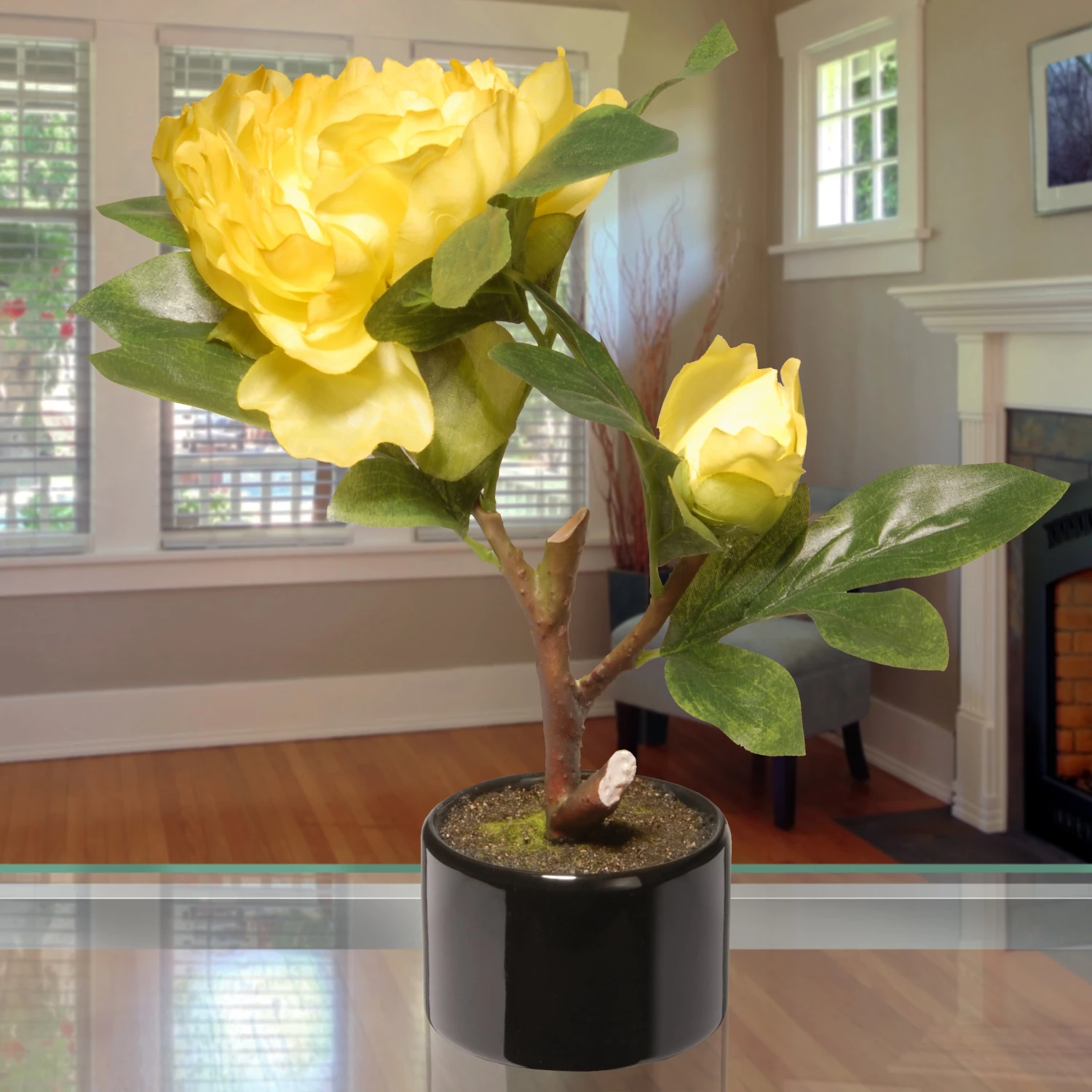 10 In. Spring Yellow Peony Flower Pot 2 10 In. Spring Yellow Peony Flower Pot - Image 2