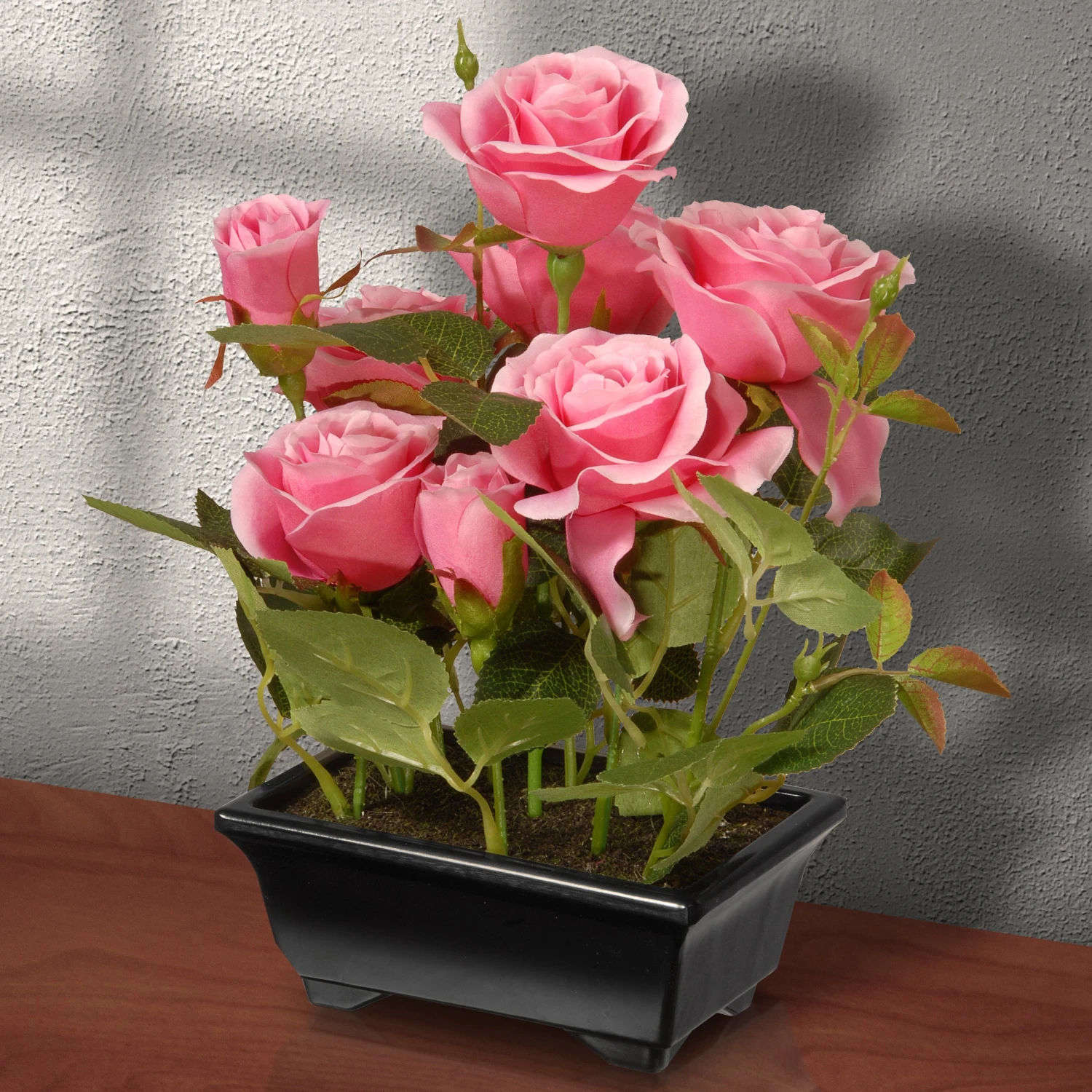 10 In. Spring Pink Roses Flower Pot 2 10 In. Spring Pink Roses Flower Pot - Image 2