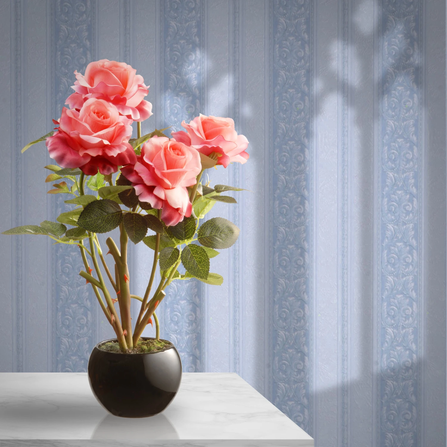 17 In. Spring Pink Roses Flower Pot 2 17 In. Spring Pink Roses Flower Pot - Image 2