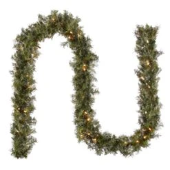 9 Ft. Pre-Lit Plug-In Norwood Fir Garland With Clear Lights - 10 In Diameter
