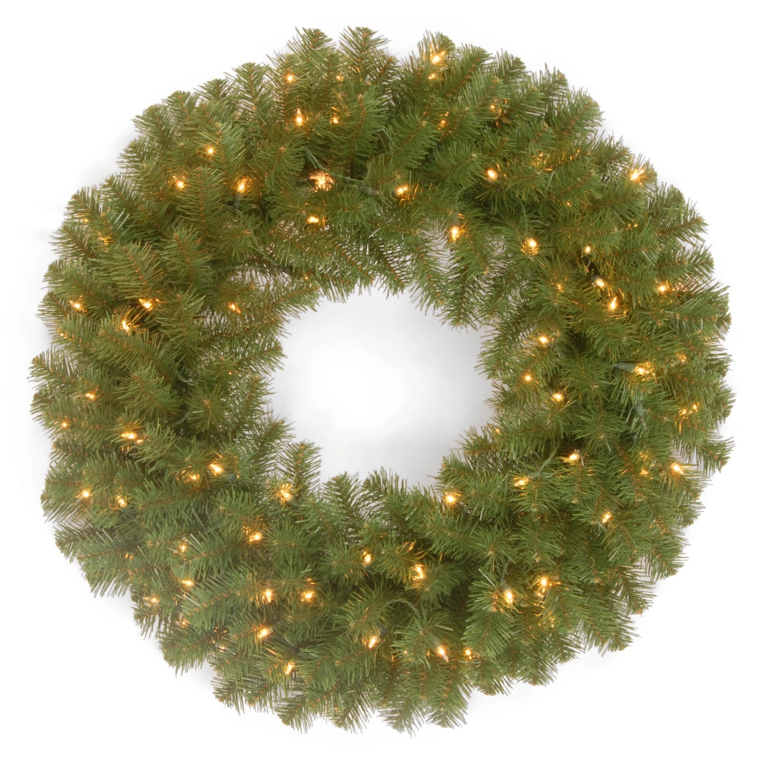 24 In. Pre-Lit North Valley Spruce Wreath With Clear Lights 1 24 In. Pre-Lit North Valley Spruce Wreath With Clear Lights