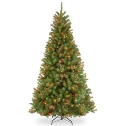 7.5 Ft. Pre-Lit North Valley Spruce Slim Tree With Multicolor Lights