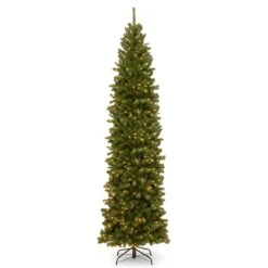 10 Ft. Pre-Lit North Valley Spruce Pencil Slim Tree With Clear Lights