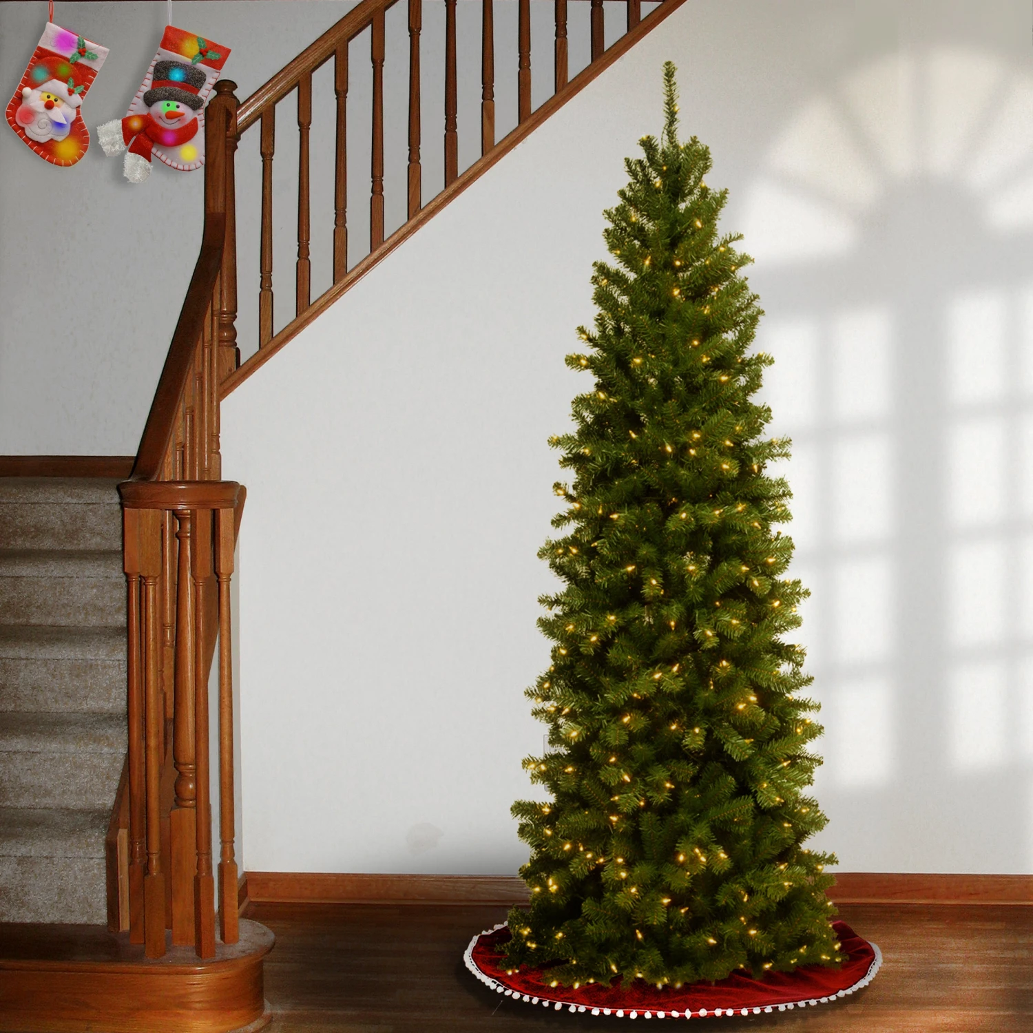 6 Ft. Pre-Lit North Valley Spruce Pencil Slim Tree With Clear Lights 3 6 Ft. Pre-Lit North Valley Spruce Pencil Slim Tree With Clear Lights - Image 3