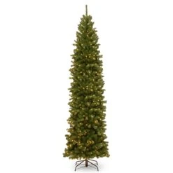 9 Ft. Pre-Lit North Valley Spruce Pencil Slim Tree With Clear Lights