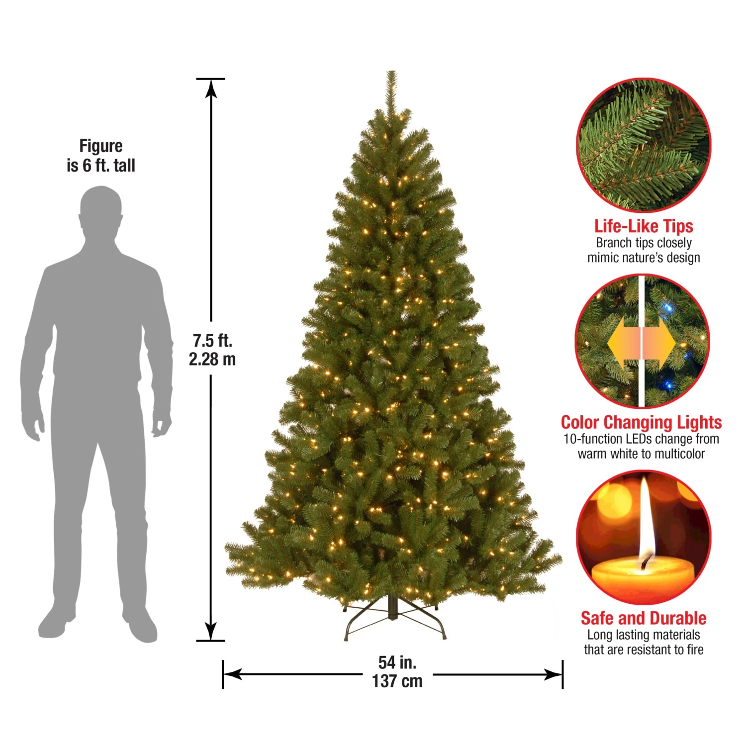7.5 Ft. Pre-Lit North Valley Spruce Tree With PowerConnect Dual Color LED Lights 6 7.5 Ft. Pre-Lit North Valley Spruce Tree With PowerConnect Dual Color LED Lights - Image 6