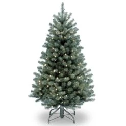 4.5 Ft. Pre-Lit North Valley Blue Spruce Tree With Clear Lights