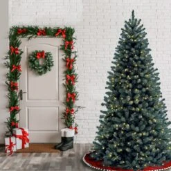 6.5 Ft. Pre-Lit North Valley Spruce Blue Tree With Clear Lights 15 6.5 Ft. Pre-Lit North Valley Spruce Blue Tree With Clear Lights -Christmas Trees Sales NRVB7 306 65 2