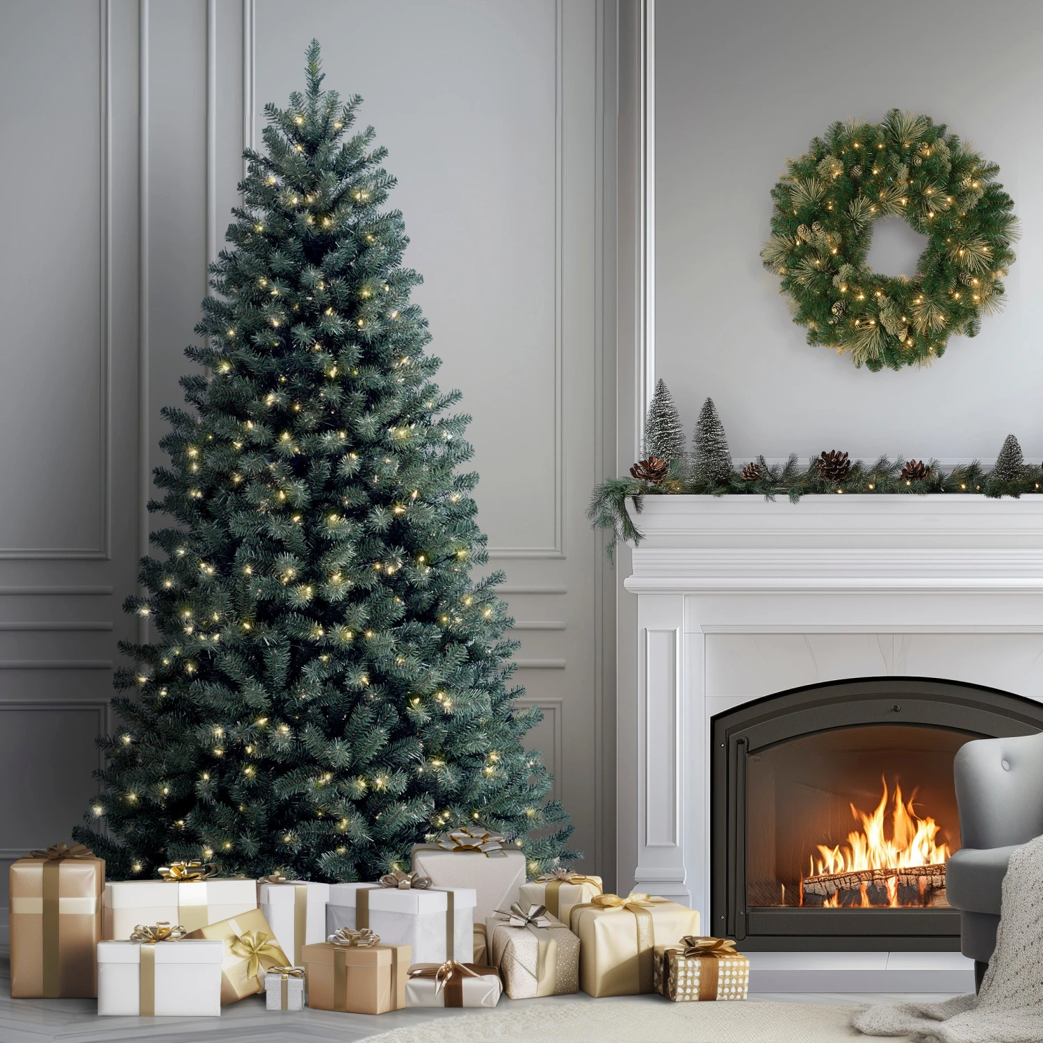 7.5 Ft. Pre-Lit North Valley Spruce Blue Tree With Clear Lights 2 7.5 Ft. Pre-Lit North Valley Spruce Blue Tree With Clear Lights - Image 2