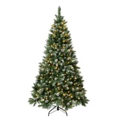 6 Ft. Pre-Lit Oakley Hills Snow Tree With Warm White LED Lights 14 6 Ft. Pre-Lit Oakley Hills Snow Tree With Warm White LED Lights -Christmas Trees Sales OAK8 300L 60