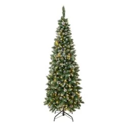 6 Ft. Pre-Lit Oakley Hills Snow Slim Tree With LED Lights
