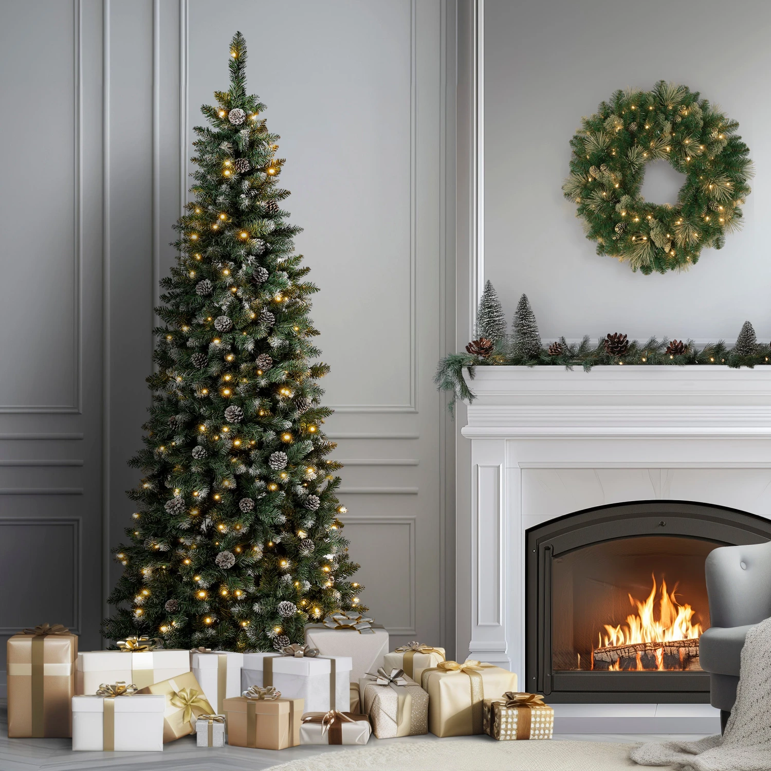 7.5 Ft. Pre-Lit Oakley Hills Slim Tree With LED Lights 2 7.5 Ft. Pre-Lit Oakley Hills Slim Tree With LED Lights - Image 2