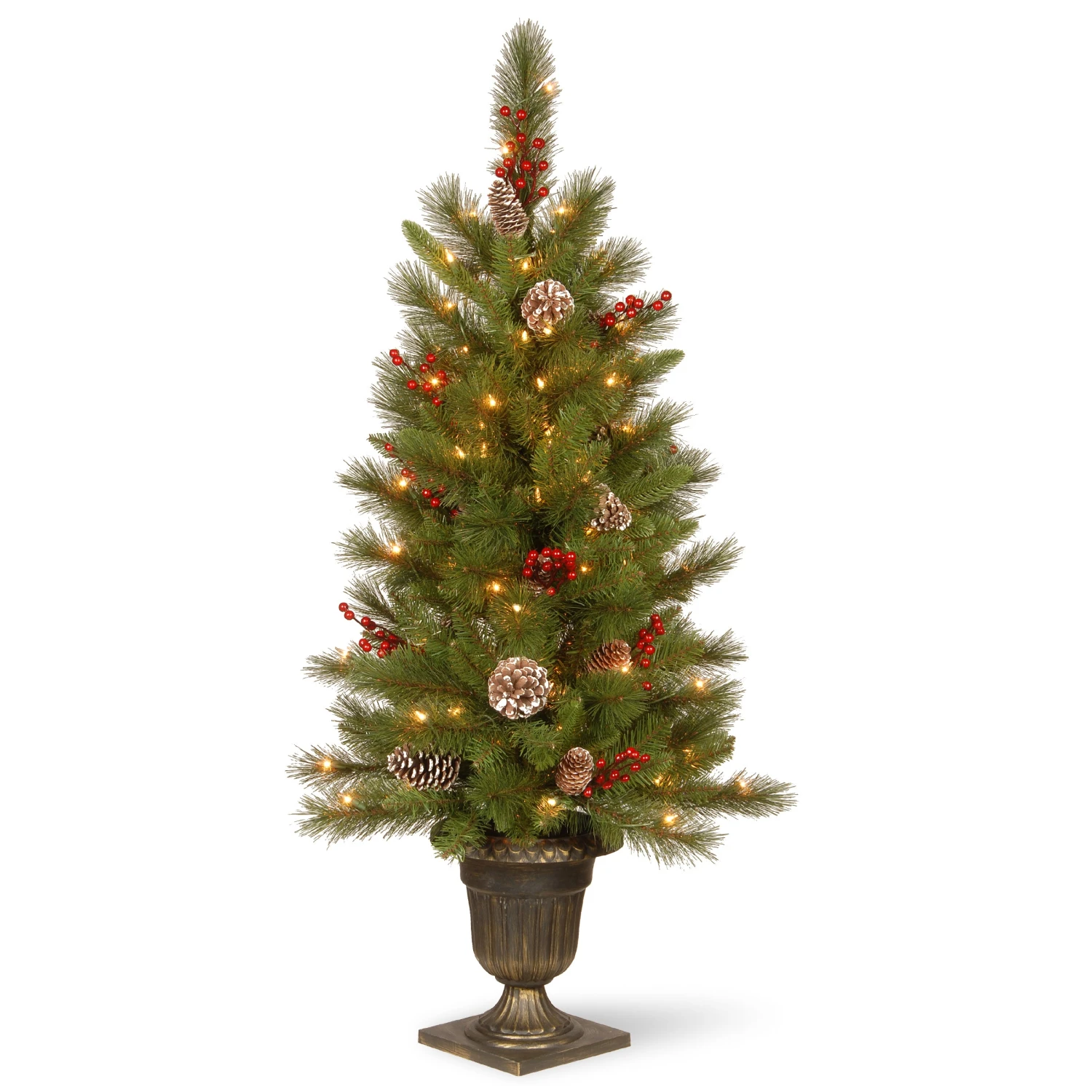 4 Ft. Pre-Lit Bristle Berry Tree With Clear Lights 1 4 Ft. Pre-Lit Bristle Berry Tree With Clear Lights