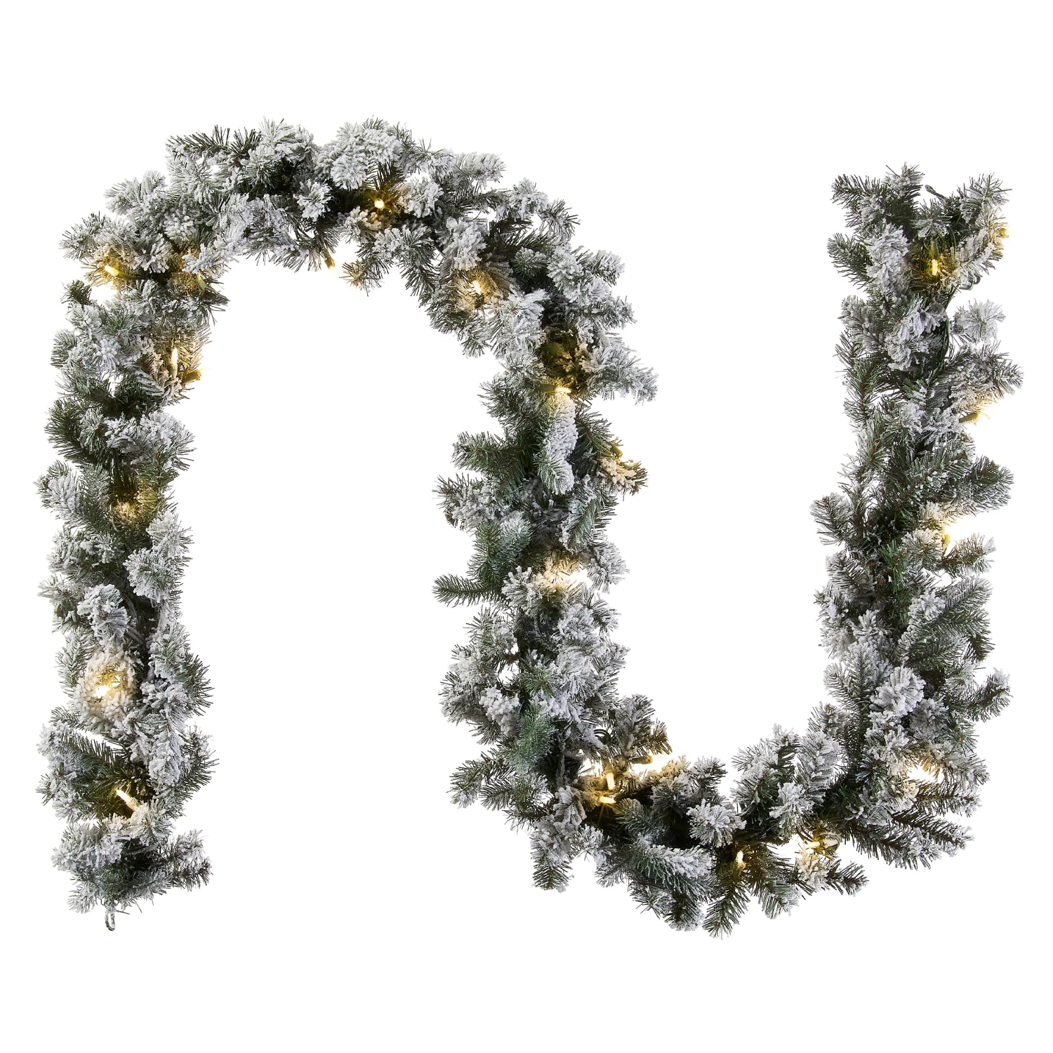 9 Ft. Pre-Lit Snowy Camden Garland With Clear Lights 1 9 Ft. Pre-Lit Snowy Camden Garland With Clear Lights