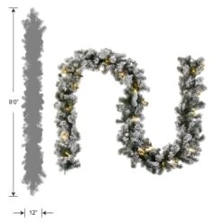 9 Ft. Pre-Lit Snowy Camden Garland With Clear Lights 7 9 Ft. Pre-Lit Snowy Camden Garland With Clear Lights -Christmas Trees Sales PECD3 300 9B S Silo Dim