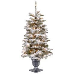 4 Ft. Pre-Lit Snowy Camden Tree With Clear Lights