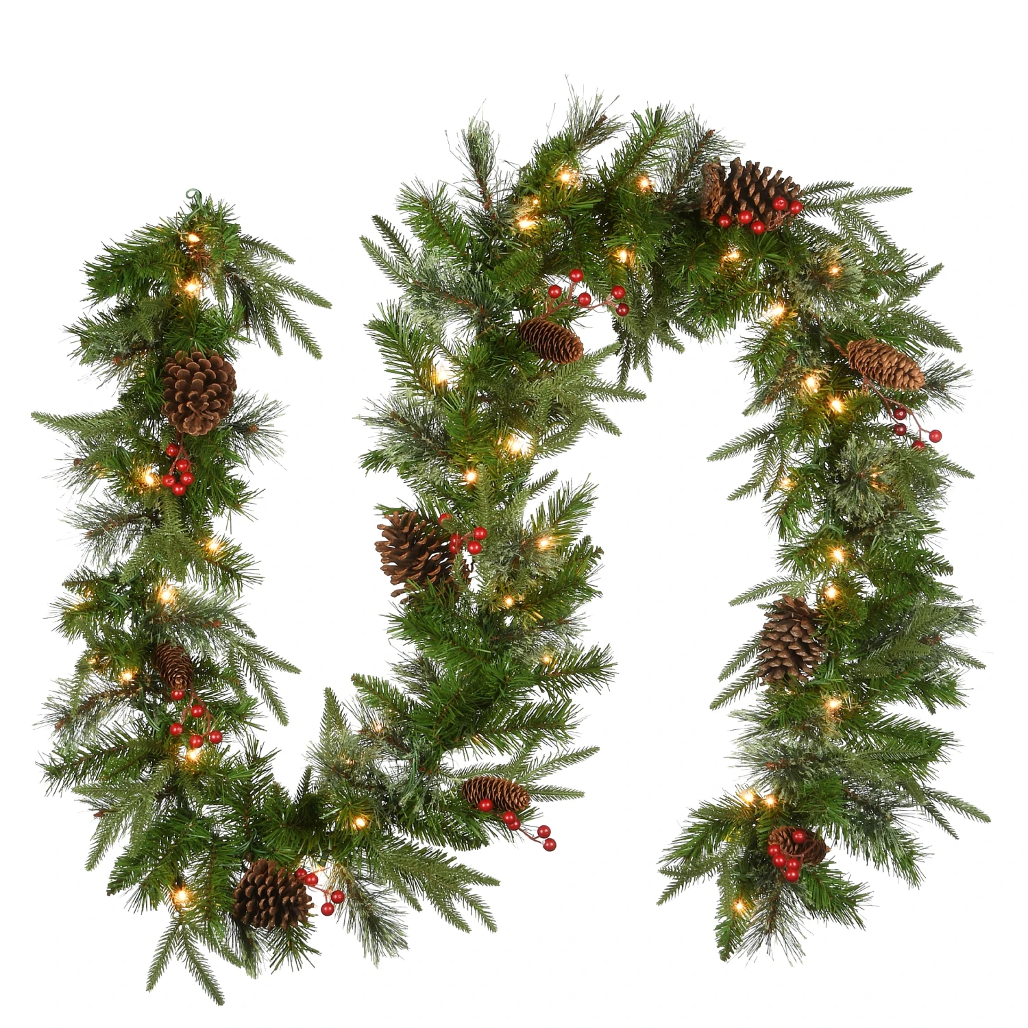 9 Ft. Pre-Lit Colonial Fir Garland With Clear Lights 1 9 Ft. Pre-Lit Colonial Fir Garland With Clear Lights