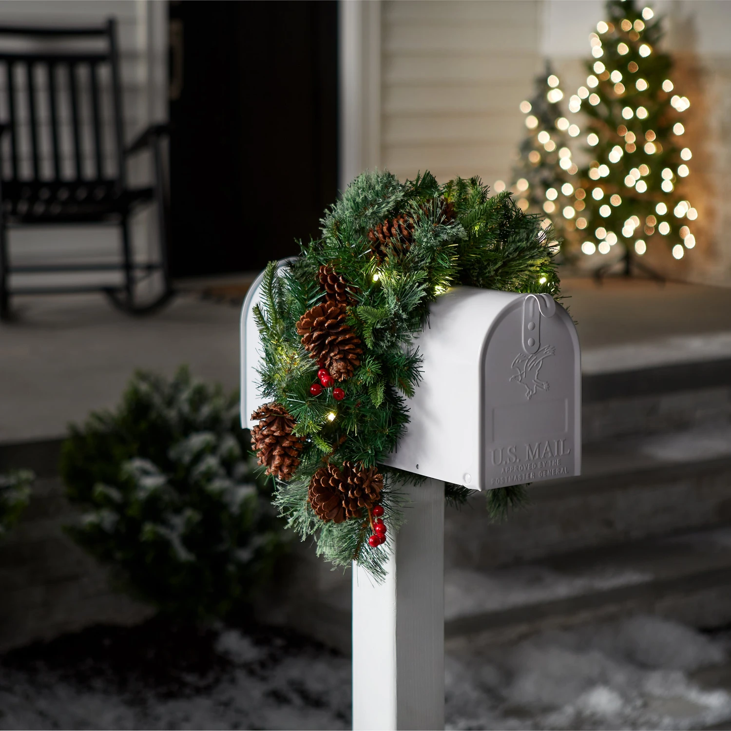 36 In. Pre-Lit Colonial Fir Mailbox Swag With LED Lights 2 36 In. Pre-Lit Colonial Fir Mailbox Swag With LED Lights - Image 2